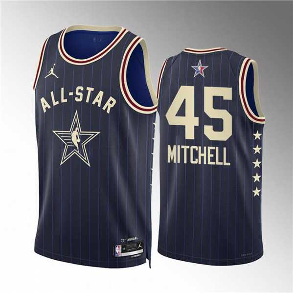 Mens 2024 All-Star #45 Donovan Mitchell Navy Stitched Basketball Jersey->2024 all star->NBA Jersey